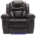 thumbnail image 6 of imerelez Recliner Chair for Adults, Manual Recliner with Arm Storage, Upholstered Soft Breathing Leather Living Room Reclining Sofa Chair,LED Light, 6 of 9