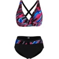 thumbnail image 2 of Swim Suits for Women 2024 Two Piece Fashion Bathing Suit Front Cross Swimsuit with Shorts Tummy Control Push Up Bikini Sets, 2 of 5