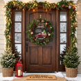 thumbnail image 4 of Welcome Sign for Front Door, Merry Christmas Round Metal Wall Art Wreaths, Xmas Tree Truck Balls Gifts Brown Wood Outdoor Indoor Wall Hanging Sign for Porch Decor Housewarming Gifts 5.9 Inch, 4 of 8