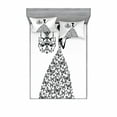 thumbnail image 2 of Ambesonne Vintage Fitted Sheet & Pillow Sham Set, Love Country Wedding, Twin, Charcoal Grey White, 2 of 3