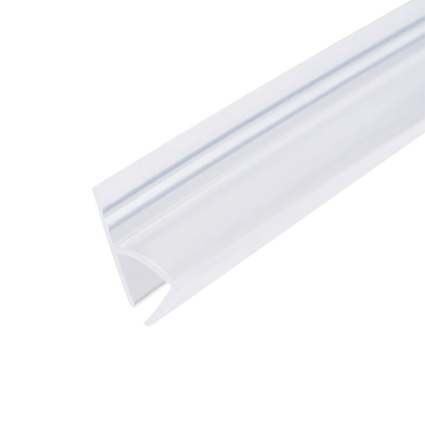 Uxcell H-Type Barrera de puerta de vidrio sin marco, tira de sellado lateral inferior, plástico transparente 1pcs 0.39''x0.31''x78.74