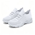 thumbnail image 6 of Women Breathable Knit Lace Up Walking Sneakers, Thick Cushioned Sole Lightweight Daily Commute Casual Outdoor Footwear White 7.5, 6 of 7