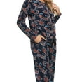thumbnail image 5 of INSPIRE CHIC Women's Satin Pajama Sets Button Down Shirt and Shorts 2 Pcs Floral Loungewear M Black Leaves, 5 of 5