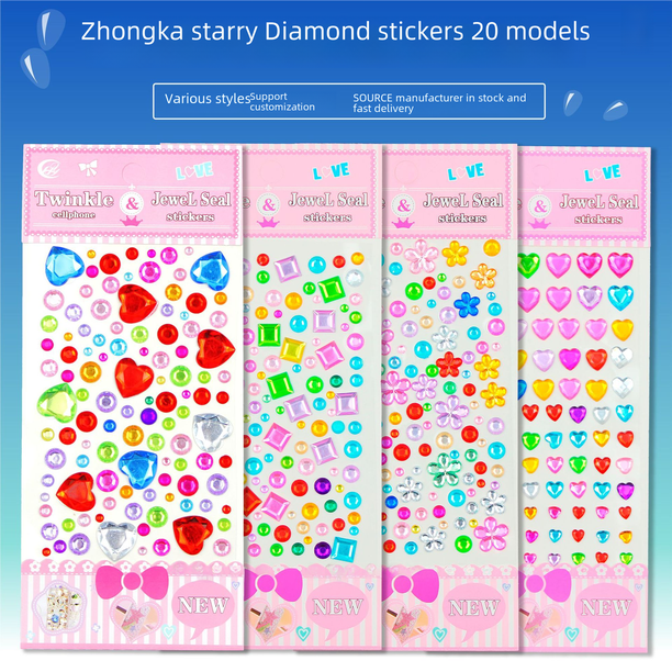 Pegatinas de diamantes para niños, pegatinas de acrílico creativas hechas a mano con diamantes, pegatinas de cristal decorativas, pegatinas de estrellas, pegatinas de maquillaje de escenario