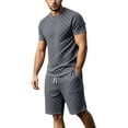 thumbnail image 4 of Gytharion 2 Piece Classic Summer Outfits for Men Round Neck Short Sleeve T-shirt with Elastic Waist Shorts Sets Soild Color Casual Sets, 4 of 8