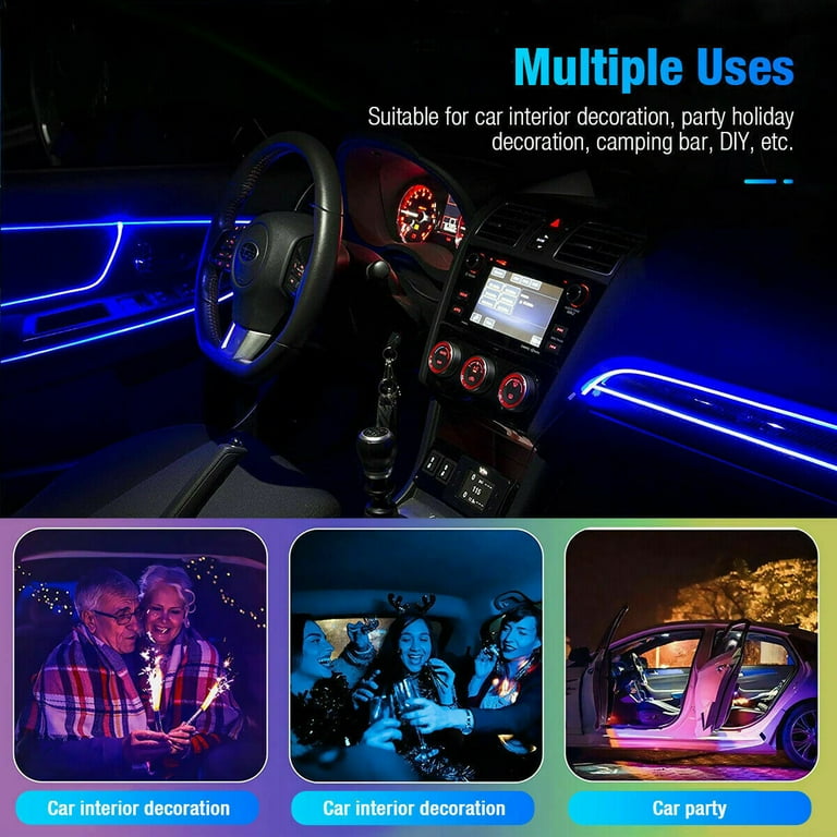 10ft BL LED Auto Car Interior Decor Atmosphere Wire Strip Light Lamp  Accessories - Blue