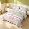 thumbnail image 2 of Erosebridal Princess Ribbon Quilt Full, Cute Bow-Tie Full Bedspread Sets, Reversible, Pastel Mint, 3 Pieces (1 Coverlet and 2 Pillowcases), 2 of 6