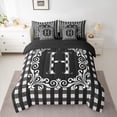 thumbnail image 2 of Feelyou Initial H Letter Twin Bedding Sets 7-Piece, Hippie Tribal Mandala Bedding Comforter Set, Simple Fashion Checkered Reversible Sheet Sets, Ultra Soft Bedroom Decor, 2 of 7