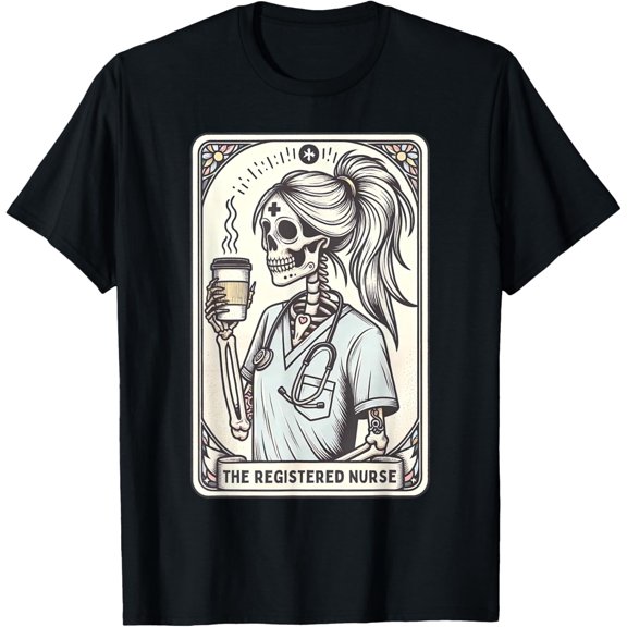 Velto The Registered Nurse Tarot Card Skeleton RN Nursing Doctor T-Shirt All Size S-5XL