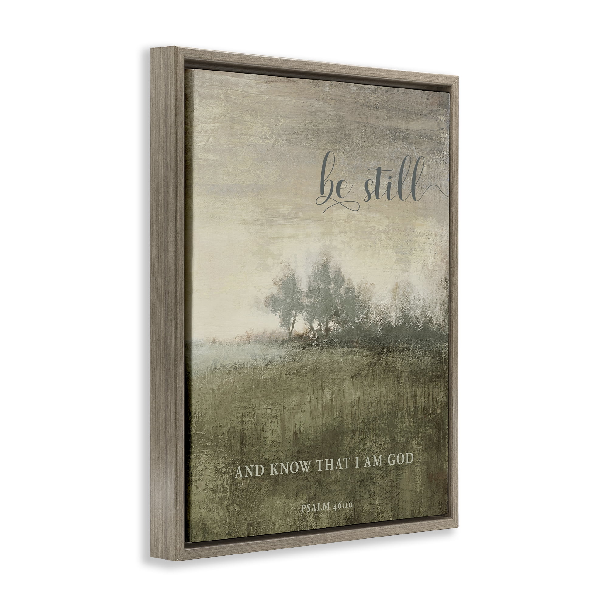 Stupell Industries Be Still Psalm 46:10 Brown Framed Floater Canvas Wall Art, design by Michael Marcon