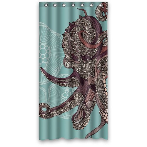 HelloDecor Terrible Octopus Shower Curtain Polyester Fabric Bathroom
