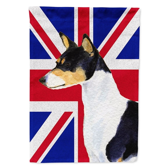 Basenji with English Union Jack British Flag Garden Flag