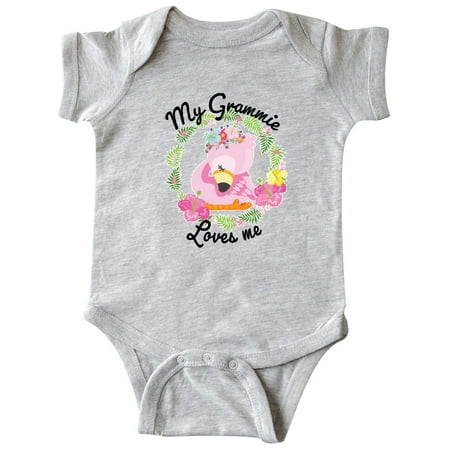 

Inktastic Baby Flamingo My Grammie Loves Me with Flower Wreath Gift Baby Boy or Baby Girl Bodysuit
