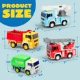 thumbnail image 2 of Joyfy 4 Pack Friction Powered City Vehicles, Big Carrier Truck with Lights and Sounds, with Garbage Truck, Fire Engine Truck, Boom Lift Truck & Construction Dump Truck, Birthday Gifts for Kids 3-8, 2 of 8