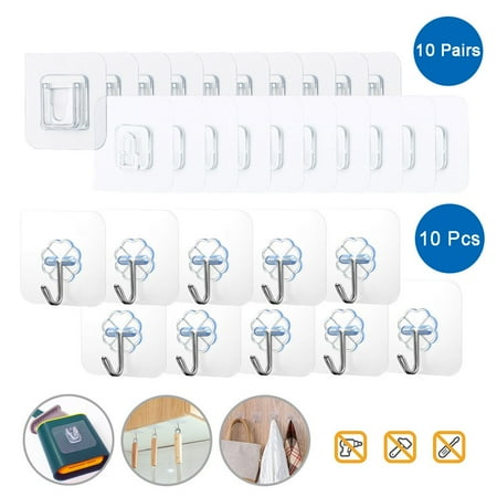 

Strong Double Sided Adhesive Transparent Wall Hook Kitchen Bathroom Wall Storage Holder