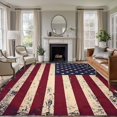 thumbnail image 3 of Vintage American Flag Area Rug 5x7 FT, Non Slip Bedroom Throw Carpet, Retro Rustic USA Flag Washable Soft Floor Carpet Non-Shedding Rug for Dining Room Bedside Classroom Desk, 3 of 9