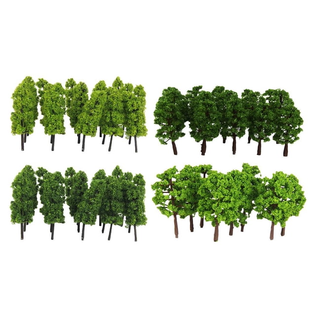 60 / set Maqueta de plástico en miniatura Árbol Tren Ferrocarril Dioramas 1: 150 N