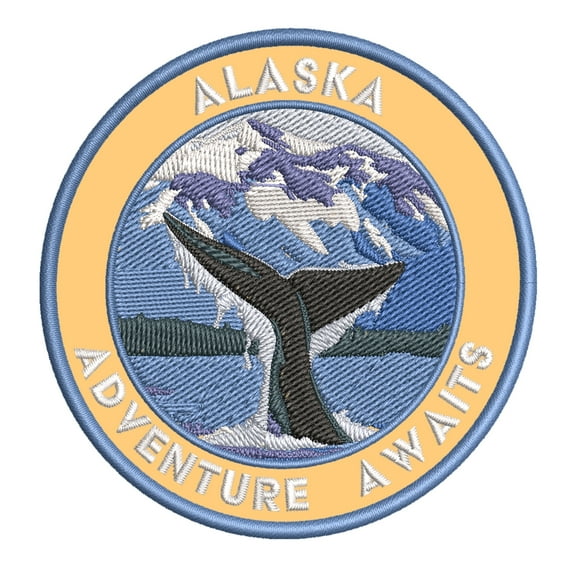Adventure Awaits! Alaska 3.5 Inch Iron Or Sew On Embroidered Fabric Badge Patch Seek Adventure, National Park Iconic Series