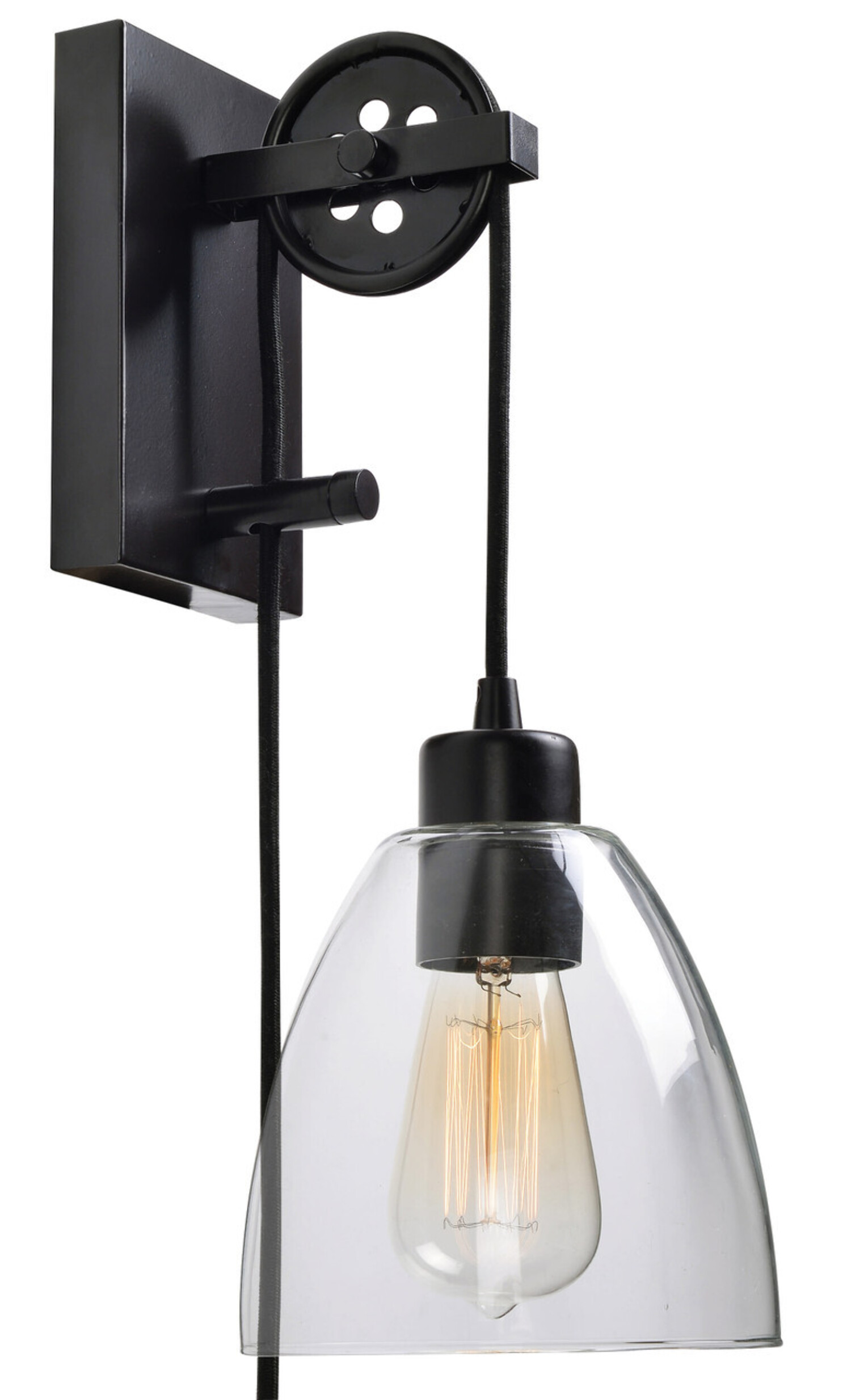 Kenroy Home Edis 6.25'' 1-Light Wall Sconce with Adjustable Height Clear Glass Dome Shade Transitional Wall Light Fixture for Living Room, Bedroom, Stairway or Hallway, Oil Rubbed Bronze