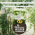 thumbnail image 5 of Eveokoki Welcome To Our Classroom Front Door Sign Funny Wreaths Hanging Wooden Plaque Decoration Round Rustic Wood Farmhouse Porch Decor for Home Front Door Decor, 12 x 12 Inch, 5 of 6