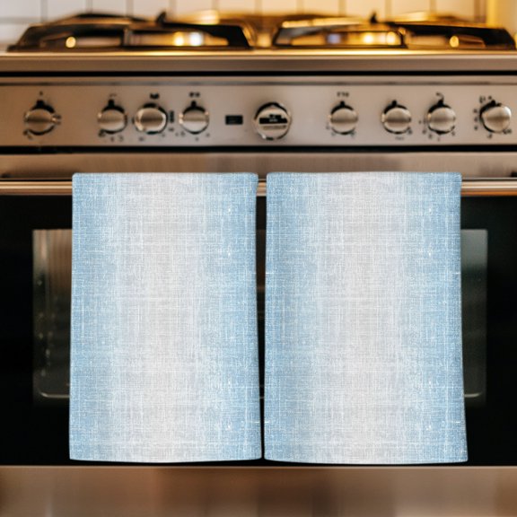 Vintage Misty Blue Gray Kitchen Towels Set of 3, Abstract Linen Texture Modern Absorbent Dish Towels for Kitchen, Microfiber Hand Towel, Quick Drying Tea Towel for Cleaning Decorative Dishcloths