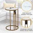 thumbnail image 5 of Annabel End Table White with Faux Marble Veneer Top Gold Metal Base, 5 of 8