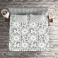 thumbnail image 2 of Ambesonne Grey Quilted Coverlet 3 Pcs, Royal Floral Ornaments, King Size, White Grey, 2 of 2