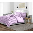 thumbnail image 2 of CCNY 100% Microfiber Duvet Cover with 2 Matching Pillowcases Oversized King Size Multi Ruffle Pattern, Zipper Closure, Corner Ties (Lilac), 2 of 7