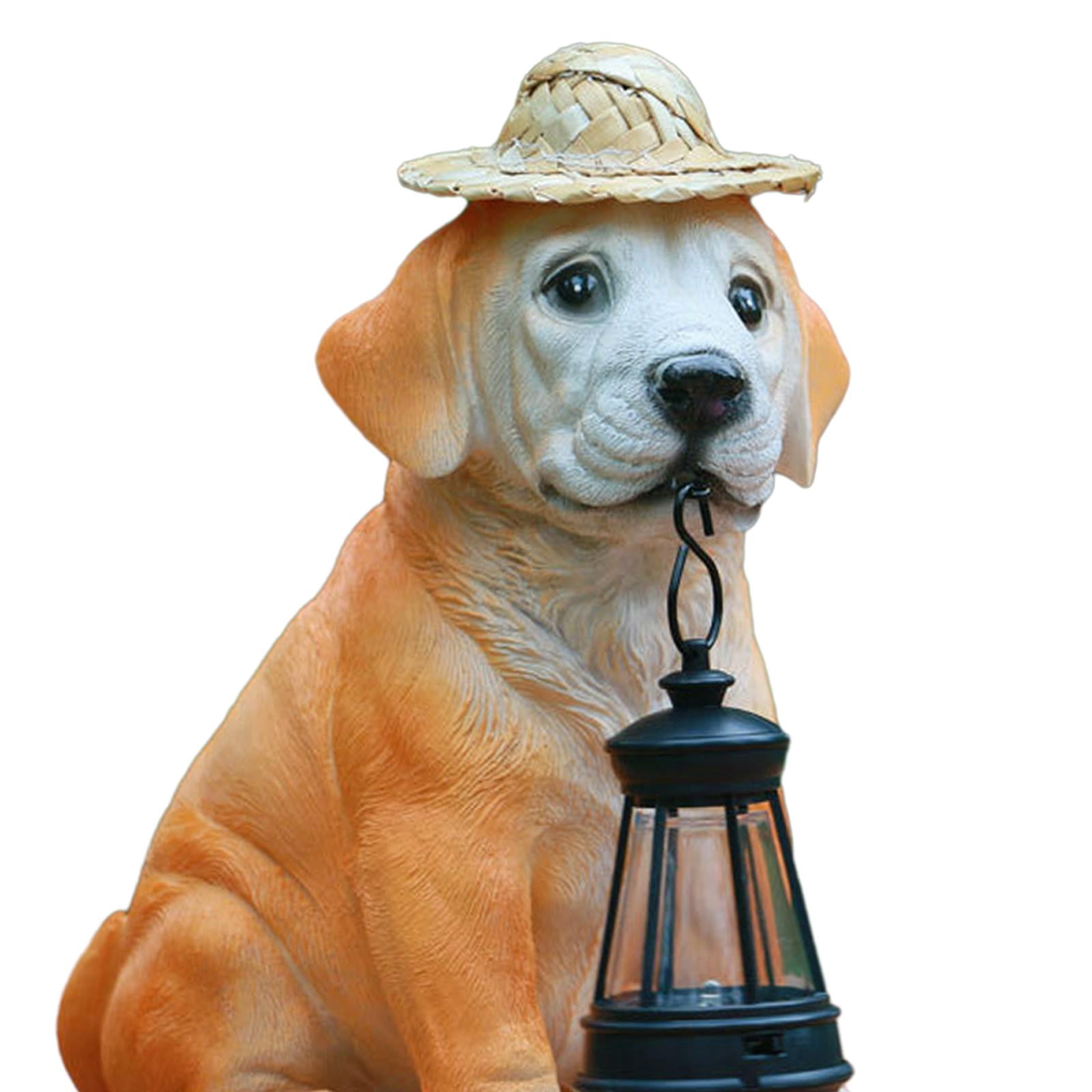 Colaxi Labrador Dog Solar Lamp Garden Statue Outdoor Decoration Waterproof Resin Sculpture for Front Yard, Patio, Porch Multipurpose