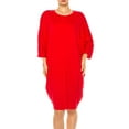 thumbnail image 6 of Women's Casual Loose Fit Long Sleeves Dolman Style Solid Midi Dress, 6 of 7