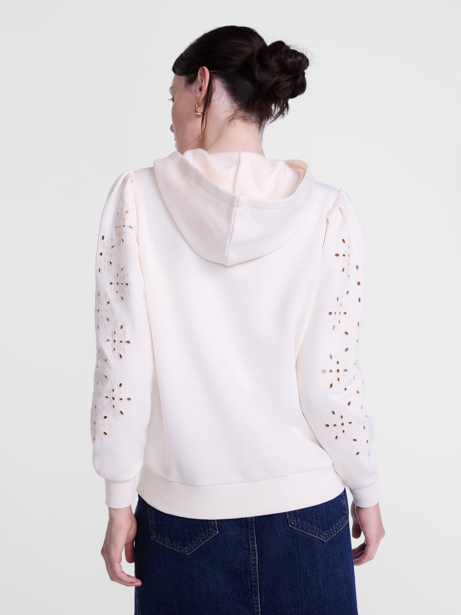 Scenario Women's and Women's Plus Eyelet Hoodie with Long Sleeves, Sizes XS-4X