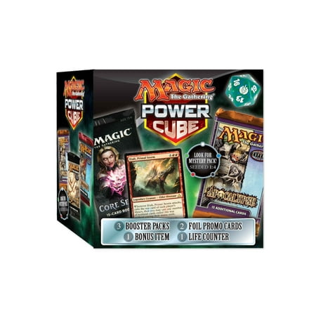 Magic the Gathering TCG: MTG MYSTERY CUBE- 2 Foil Promo Cards | 3 Booster Packs | 1 Life counter |1 bonus
