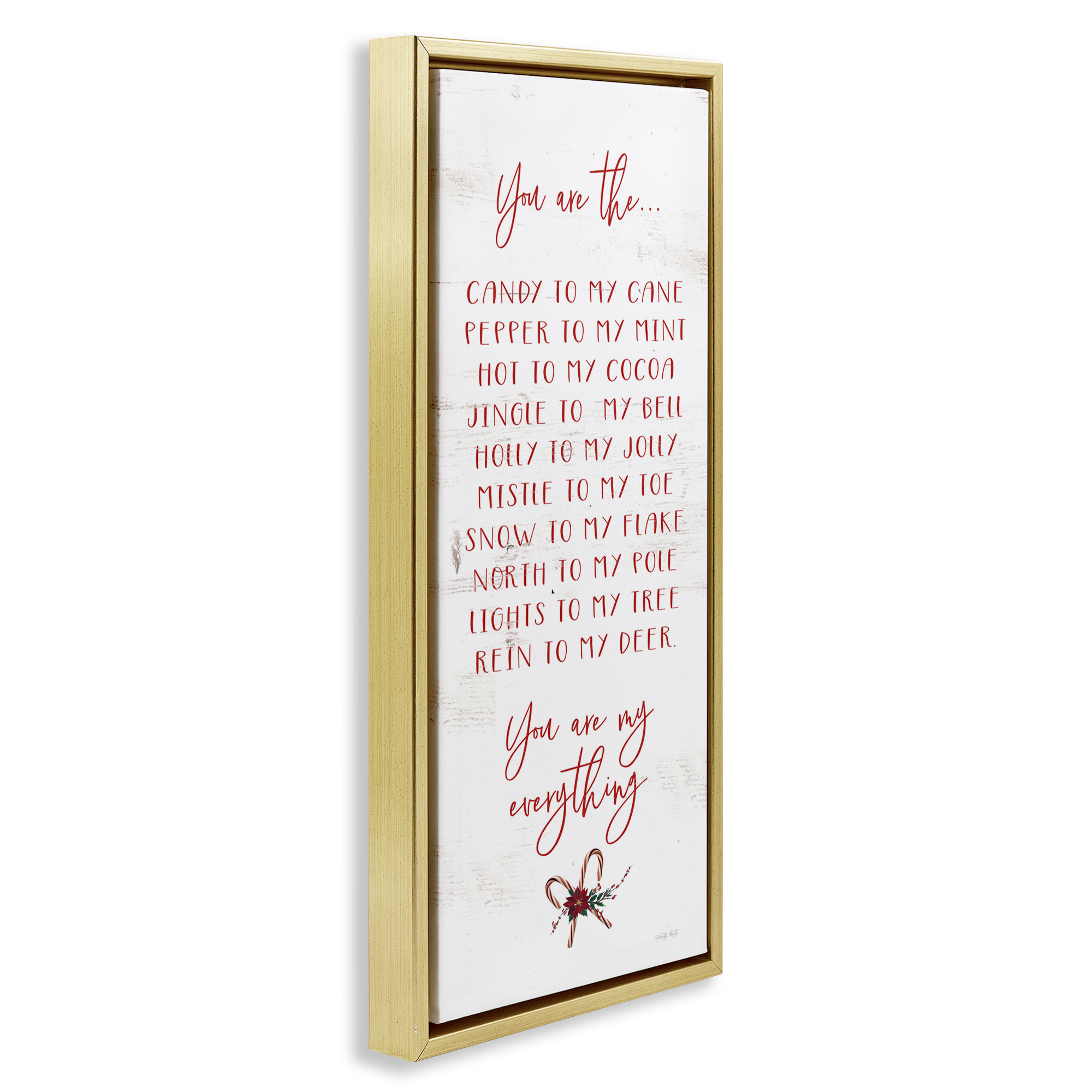 My Everything Holiday Romance Gold Framed Floater Canvas Wall Art, design by Cindy Jacobs