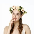 thumbnail image 5 of Flower Crowns for Women Wonderful Green Leaf Floral Crown Eucalyptus Flower Women Girls Headband Flower (Champagne), 5 of 6