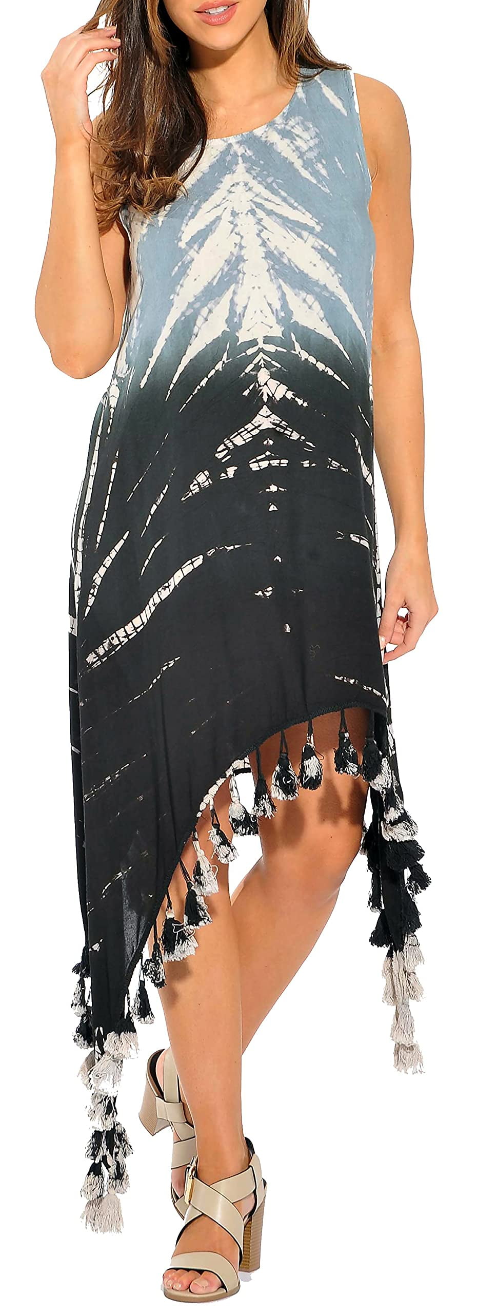Riviera Sun Tie Dye Asymmetrical High Low Sundresses for Women — free download