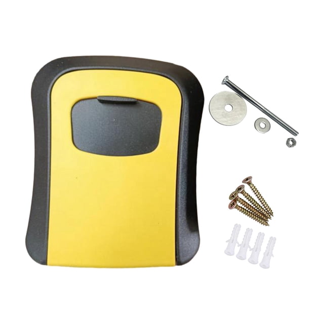 Caja de seguridad portátil para llaves con cerradura, reiniciable, ideal para oficinas y agentes inmobiliarios. Amarillo