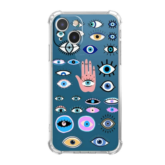 Evil Eyes Collage Clear Case for iPhone 13,Transparent Soft TPU Bumper Full Cover Case
