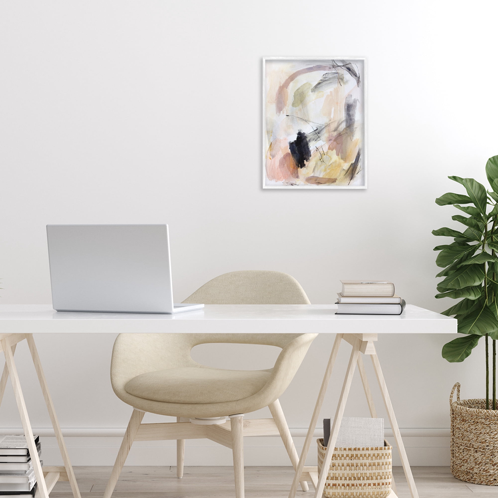 Stupell Industries Chaotic Sketches Paint Strokes White Framed Giclee Art, design by Hope Bainbridge