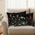 thumbnail image 2 of Spring Floral Outdoor Waterproof Pillow Covers, Black Farmhouse Botanical Watercolor Decorative Rectangle Throw Pillowcase Sofa Cushion Sham for Patio/Couch/Chair, 20"x12" 2 Pack, 2 of 8