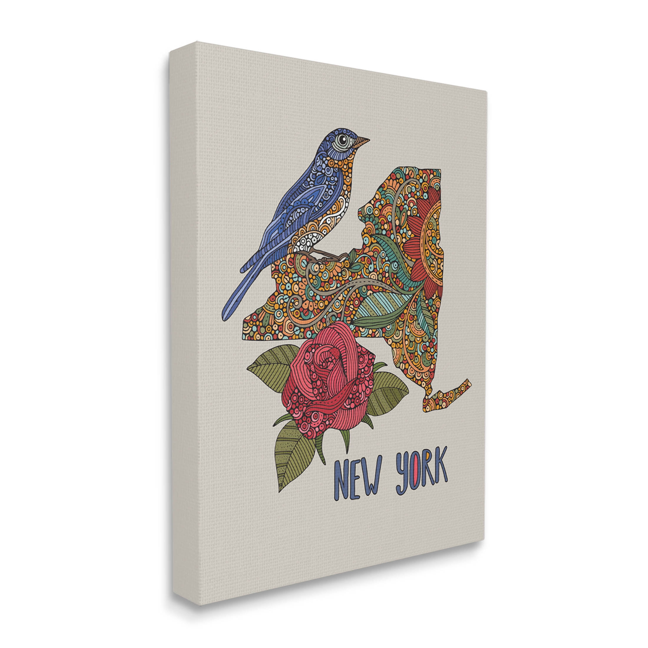 Stupell Industries Paisley Pattern New York State Graphic Art Gallery Wrapped Canvas Print Wall Art, Design by Valentina Harper