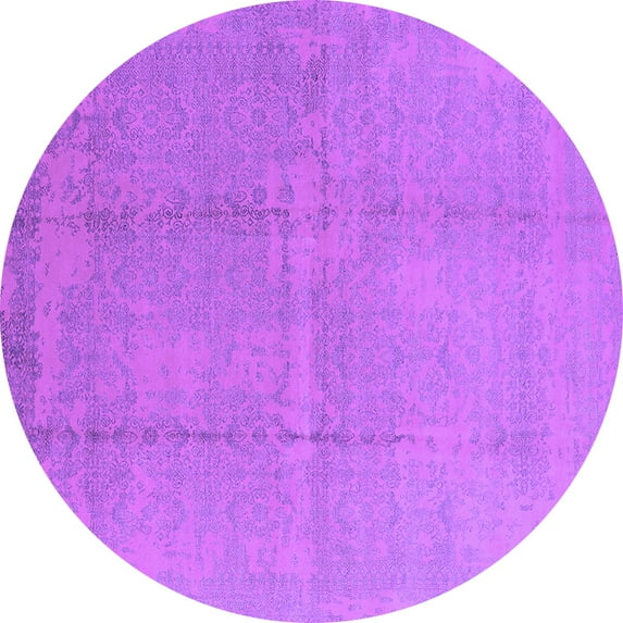 Ahgly Company Indoor Round Oriental Purple Industrial Area Rugs, 5' Round