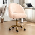 thumbnail image 2 of Porthos Home Nara Swivel Office Chair , Shaggy Plush, Gold Metal Legs, 2 of 7