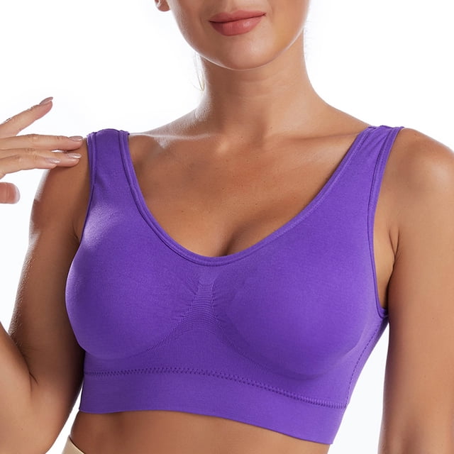 Bra for Women No Steel Ring Breathable Seamless One-Piece Gathered Support with Removable Padding and Wide Shoulder Straps