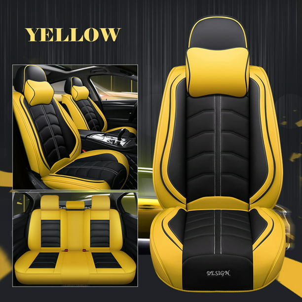 Universal 5 Seats Car Seat Cover Cushions Pu Leather Front Rear Covers Full Set With Headrest Com - Car Seat Cover For Front And Rear Seats