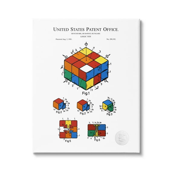 Stupell Industries Logic Toy Patent Diagram Graphic Art Gallery Wrapped Canvas Print Wall Art, Design by Karl Hronek