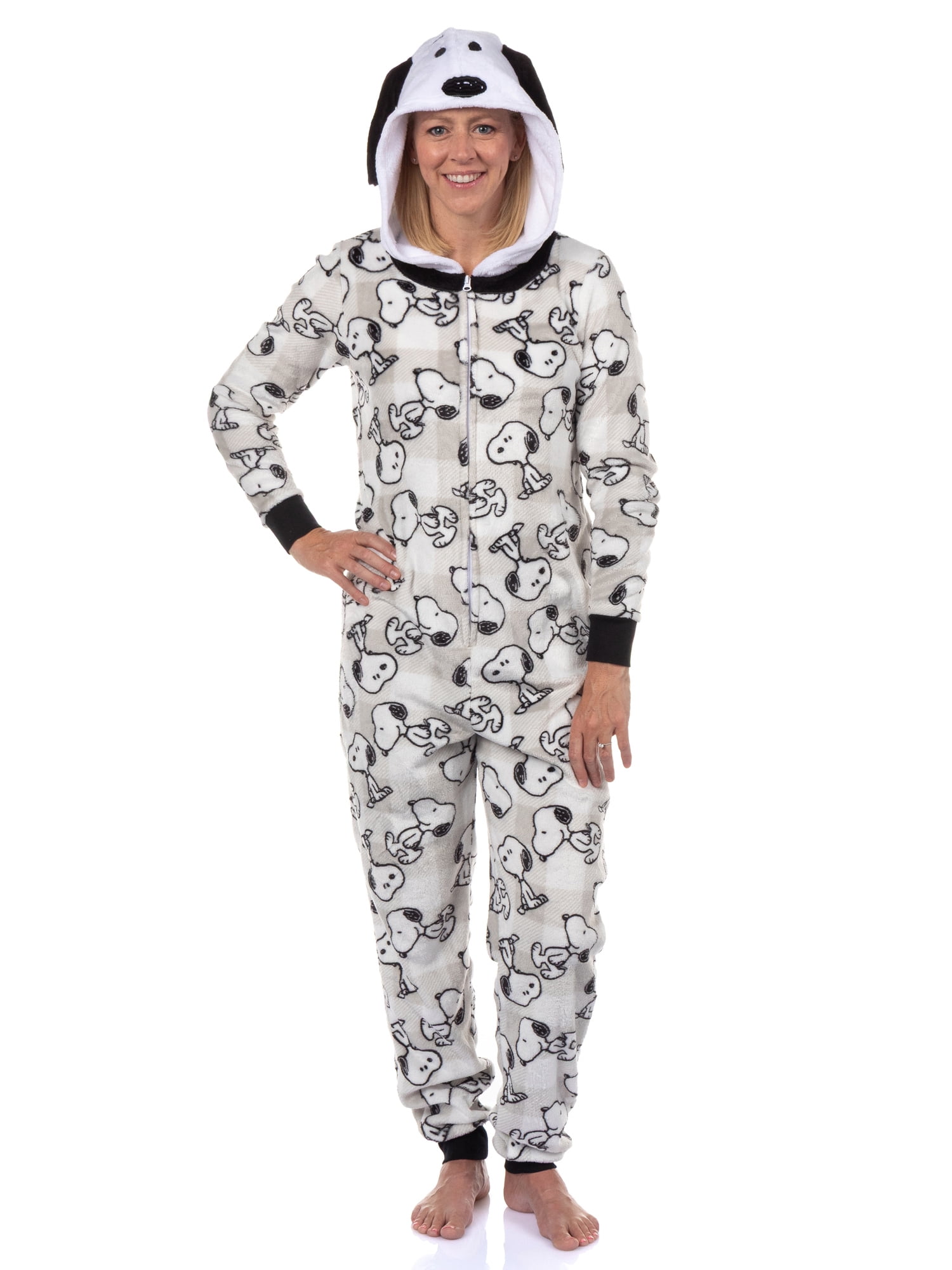 Peanuts Women's Matching Family Pajamas Snoopy Union Suit with Hood, Sizes S-XXXL