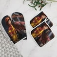 thumbnail image 5 of Fire Engine Car Truck Oven Mitts And Pot Holders Sets of 4 Oven Gloves Set Potholders for Kitchen Cooking Baking Grilling Anti Scald Hot Pads And Heat Resistant, 5 of 6