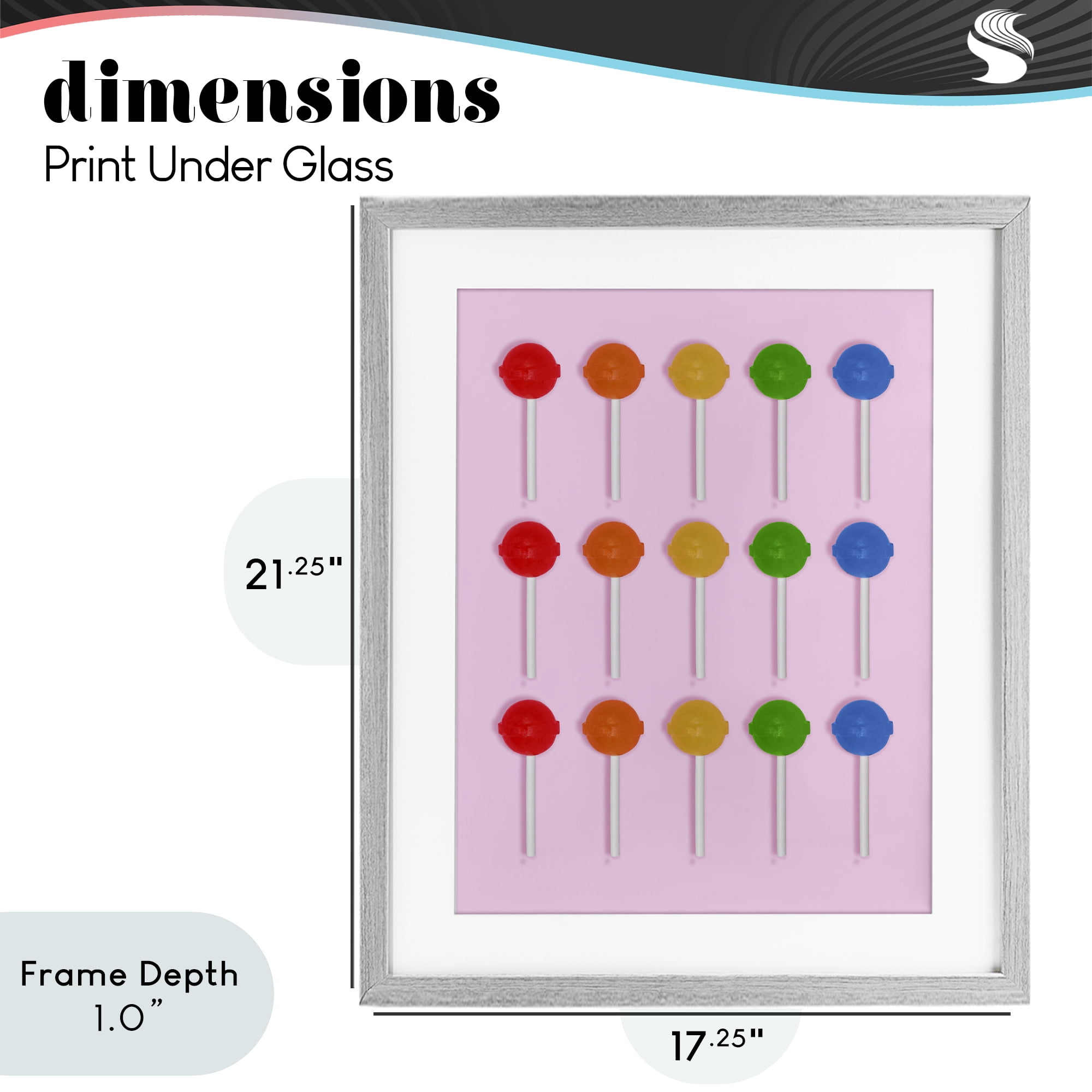 Stupell Industries Candy Pops on Light Pink Gray Framed Print Under Glass, design by LISH Creative