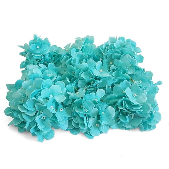 Eternal Blossom Blooming Artificial Hydrangea Head, No Stems Fake Flower Diameter 15CM, for DIY Bouquet Wedding and Home Decoration 10pcs (Lake Blue)