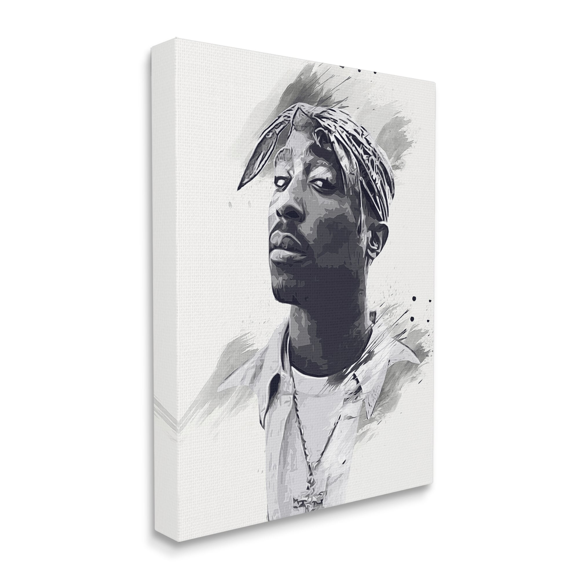 Stupell Industries Tupac Modern Portrait Abstract Pattern Black White, 24 x 30, Design by Birch&Ink